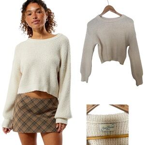 Your Favorite Cropped Waffle Knit Sweater